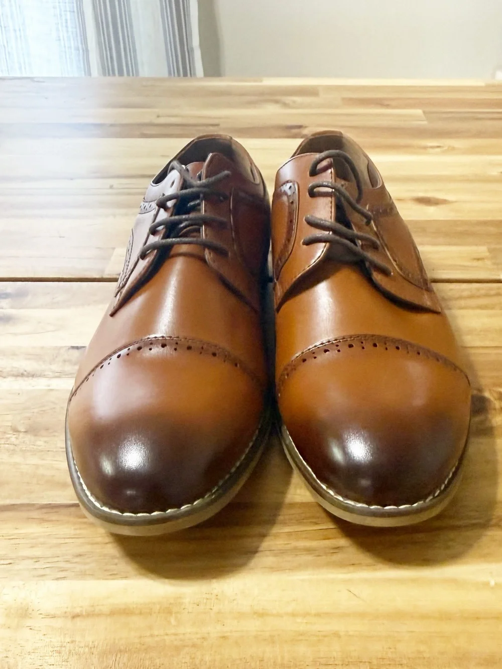Stacy Adams Dickinson Cap Toe Oxford Loafers Leather Big Boys Kids Size 6 Cognac